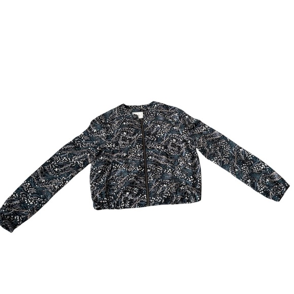 LOFT floral print spring jacket silver zip-up pockets size S - Picture 1 of 8